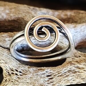 Sterling Silver Wire Wrap Swirl Ring Size 6 1/4